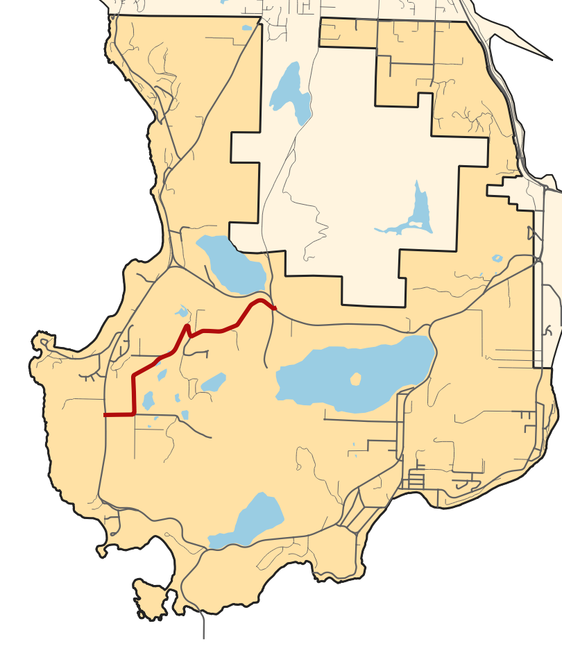 A map of District 11 with Sharpe Road highlighted in red