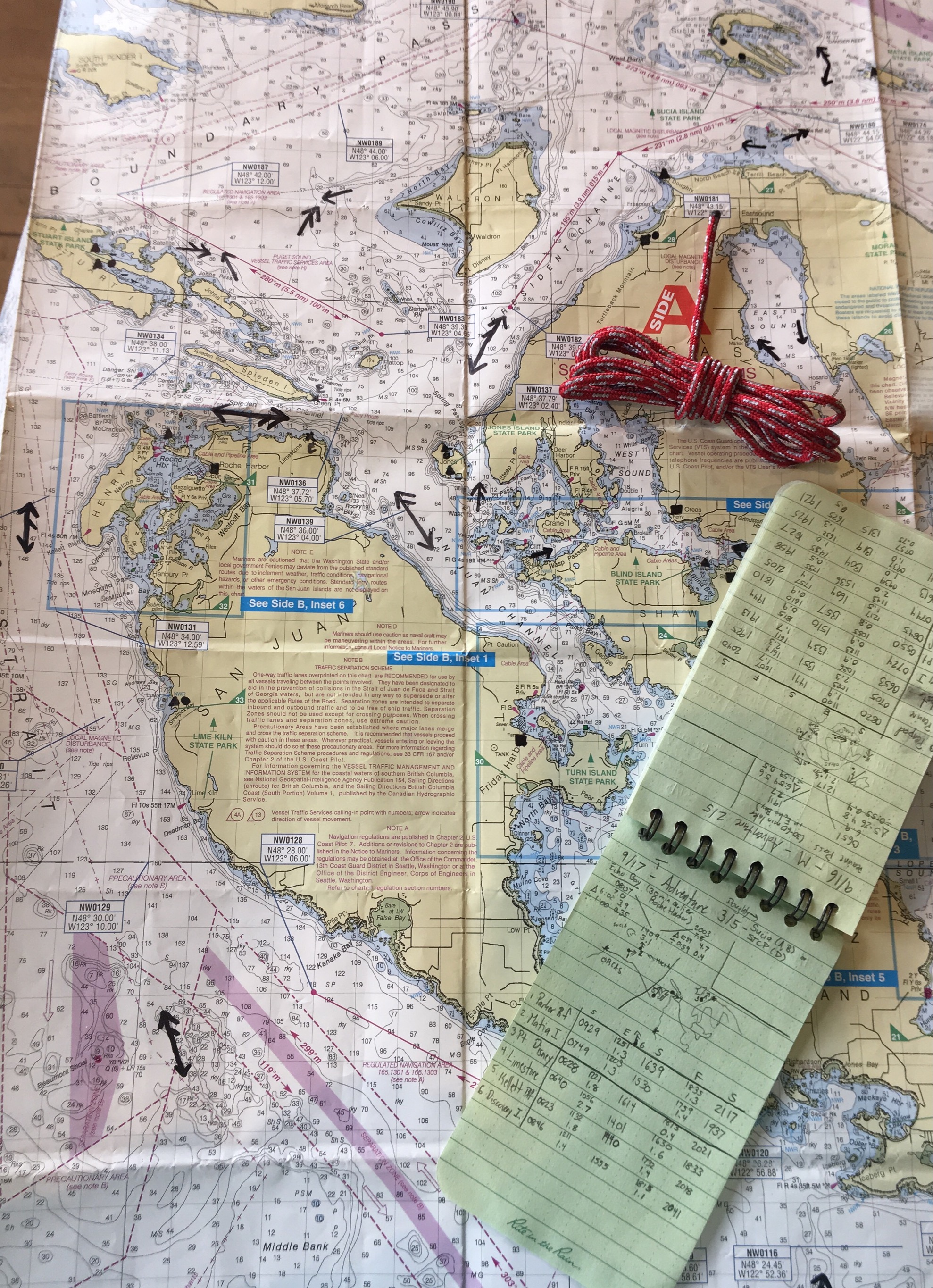 Nerdy planning photo for my circumnavigation of Orcas Island